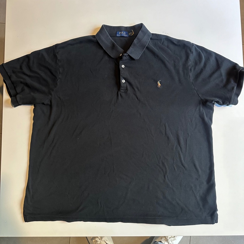 Polo Ralph Lauren Men's Polo Shirt 2XB‎ Black Flesh Pony Big & Tall Classic